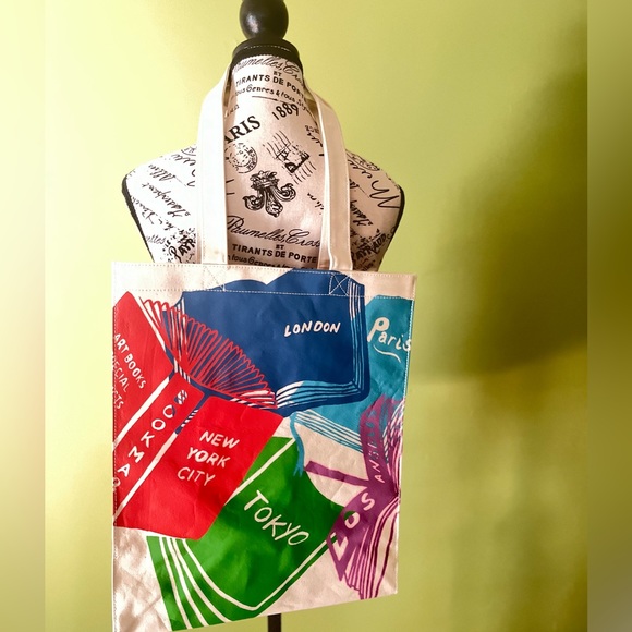 🆕 Marc Jacobs Bookmarc Location Tote Color Blue/Cream - Picture 1 of 5